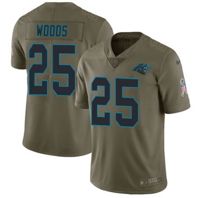 Nike Carolina Panthers #25 Xavier Woods Olive Men's Stitched NFL Limited 2017 Salute To Service Jersey